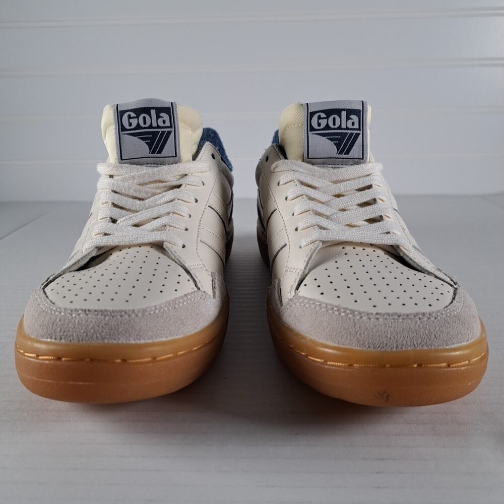 Gola Eagle 86 Sneakers Shoes Womens 7 White Blue Leather Suede Gum Sole CLB572 - Picture 5 of 13